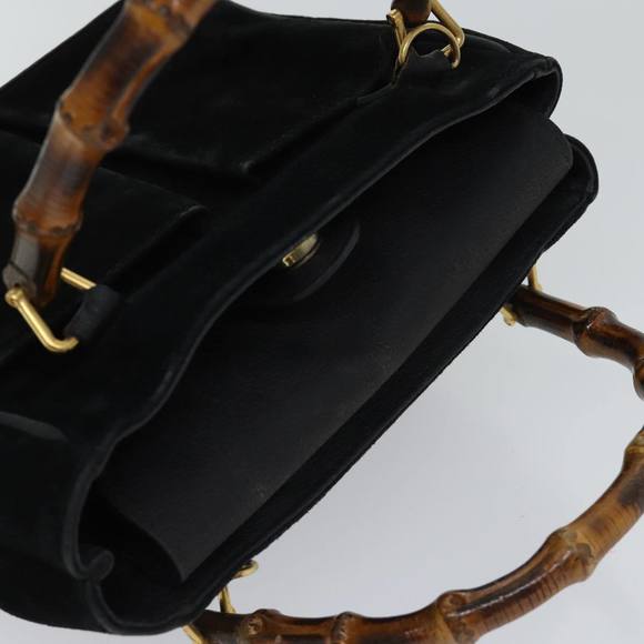 GUCCI Bamboo Hand Bag Suede 2way Black 000 122 0316 Auth 71504 - Picture 6 of 16
